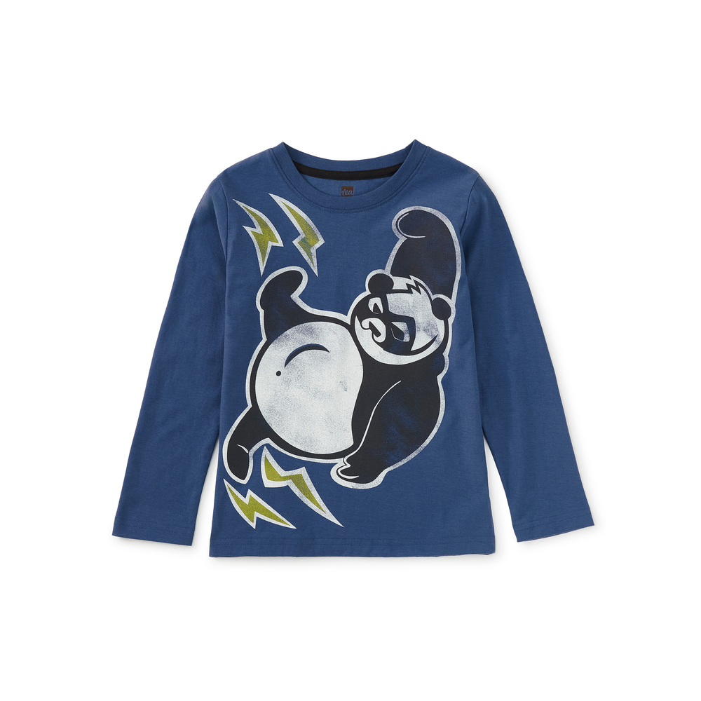 Tea Collection Boys Blue Panda Long Sleeve T-Shirt size: 5T